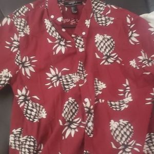 Mens red button T-shirt